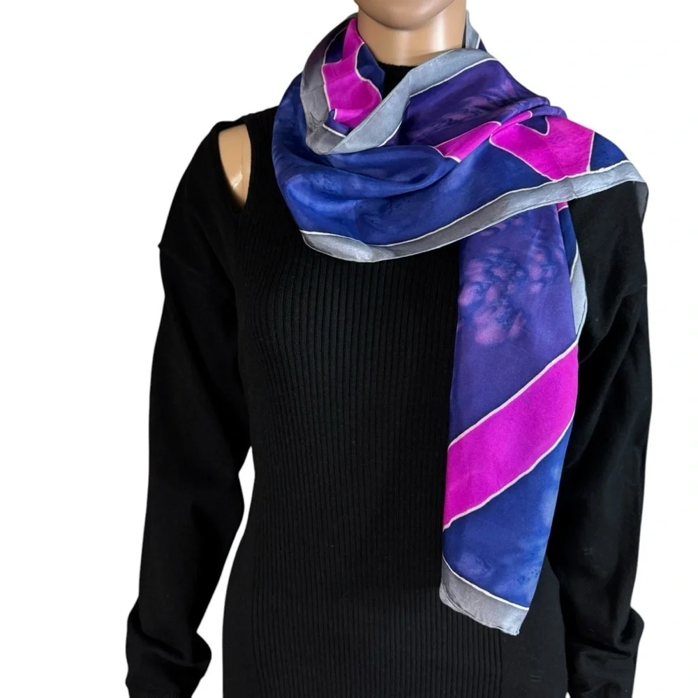 Hand-Dyed Silk Rectangle Scarf 12'' x 58''